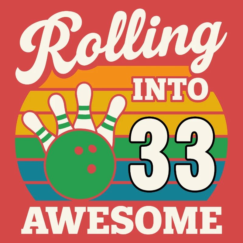 Bowling 33e anniversaire célébration graphique