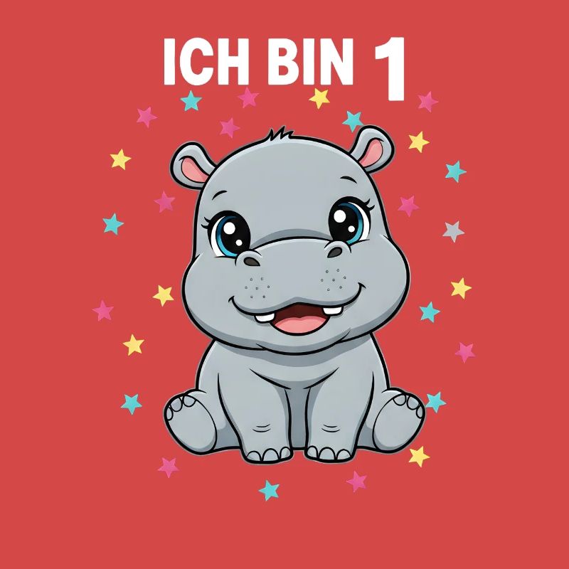 Ich bin 1 - Süßes Nilpferd zum 1. Geburtstag