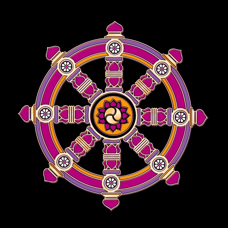 Roue du dharma, chakra, bouddhisme, fortune