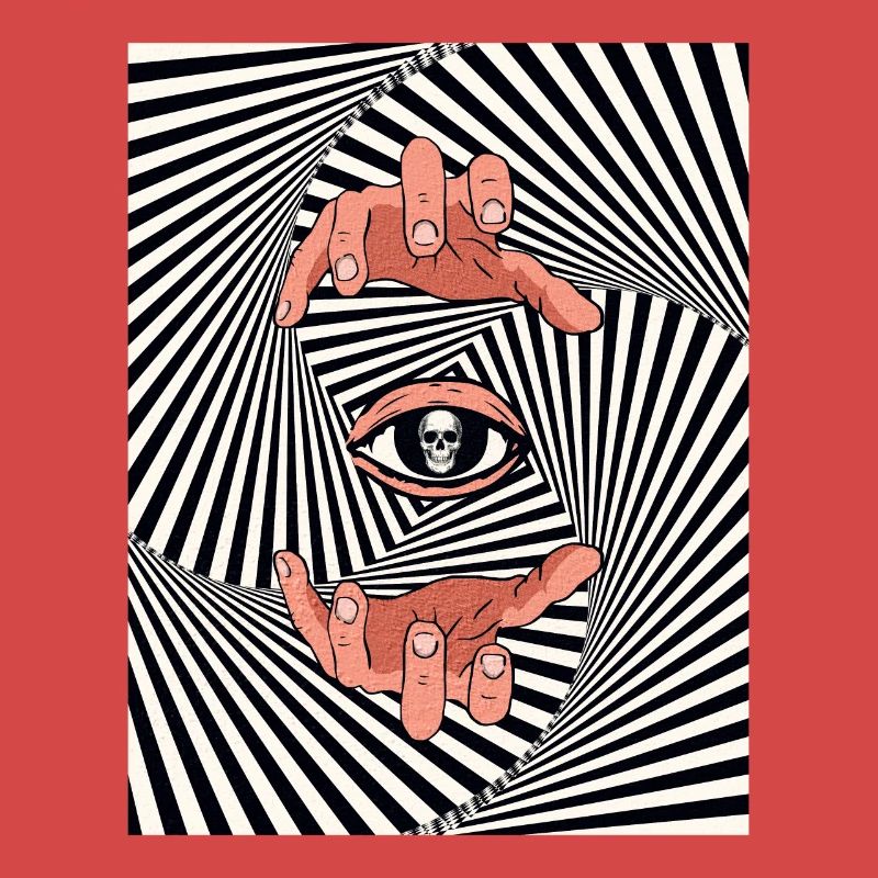 Weirdcore Aesthetic Optical Illusion Skull