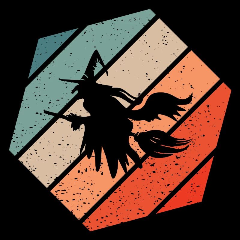 Witch's broom Helloween Retro Style Vintage