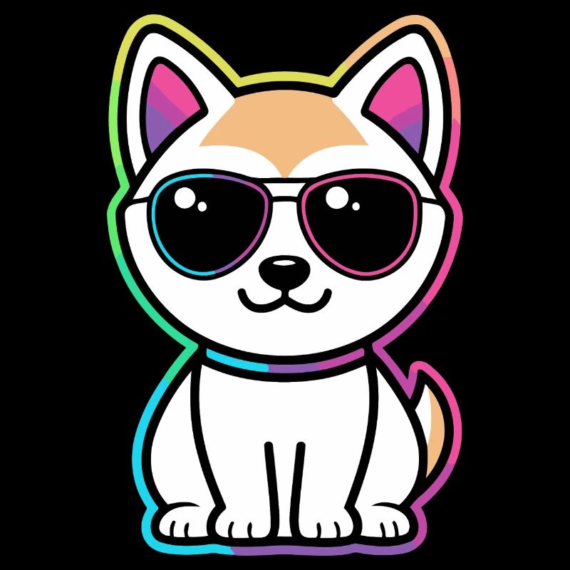 Chat Neon Lunettes Arc en ciel