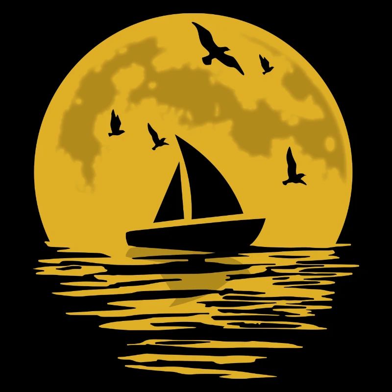 Sailing Ship Sailing Sailboat Sail Moon Gift