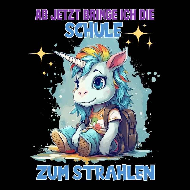 Schulkind Mädchen Einhorn Zur Einschulung