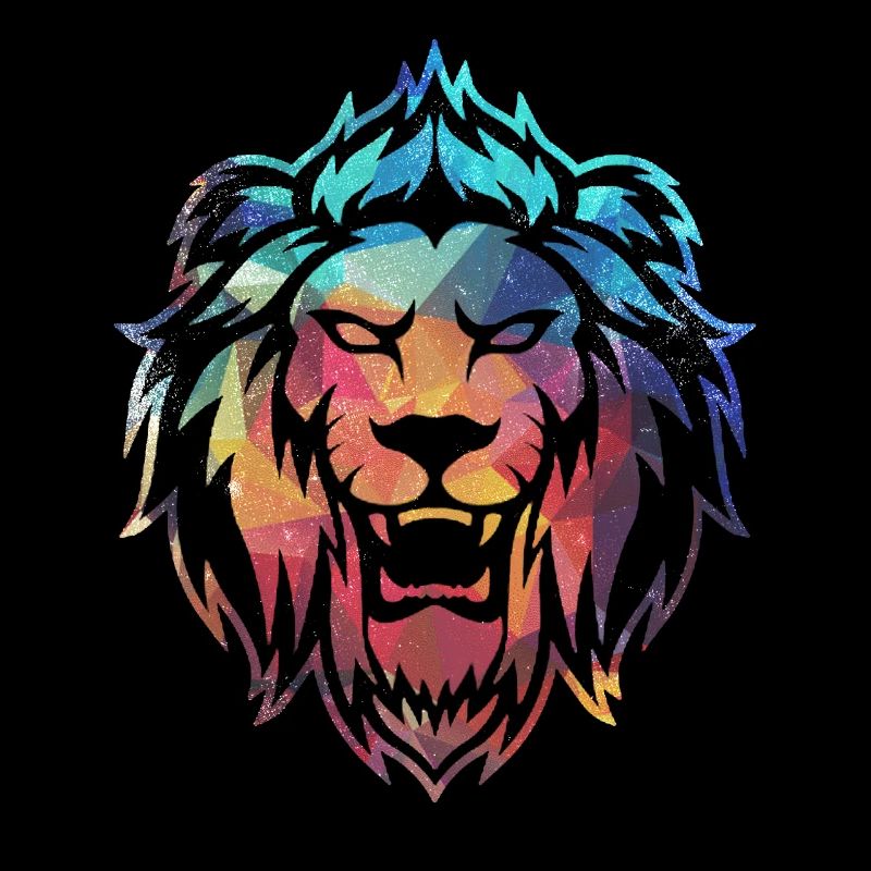 Roaring colorful lion