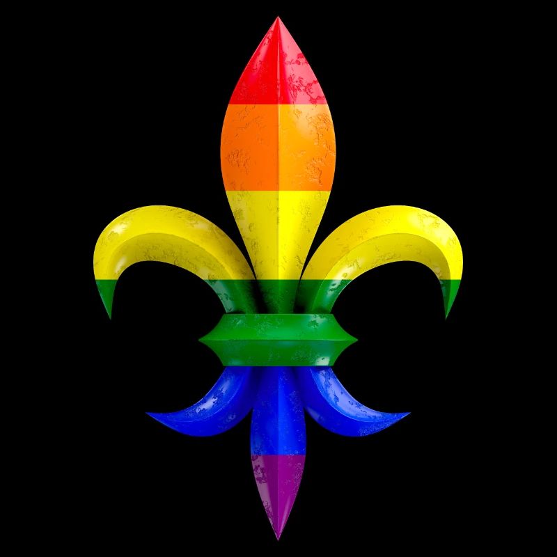 Fleur de Lys / Fleur de Lis Marmor mit Regenbogen