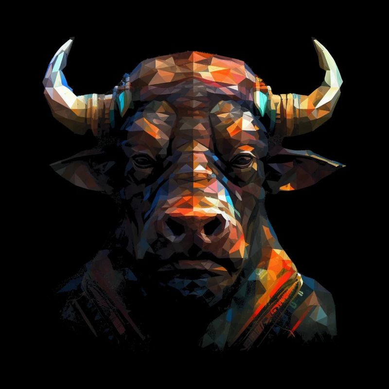 Bison Polygon Bunt Waldtiere Tier Geschenk Tiere