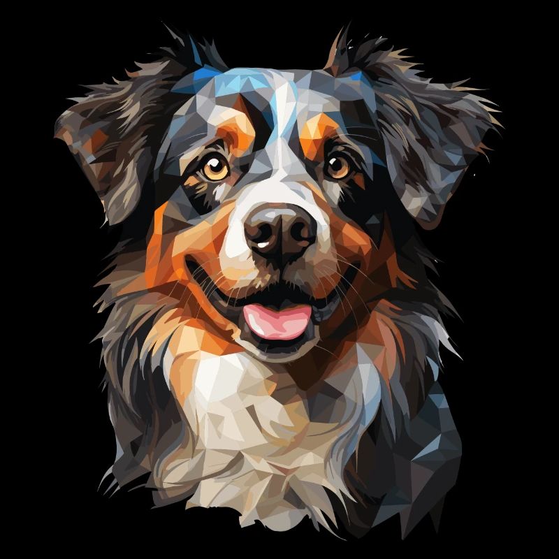 Australian Shepherd im Low Polygon Stil