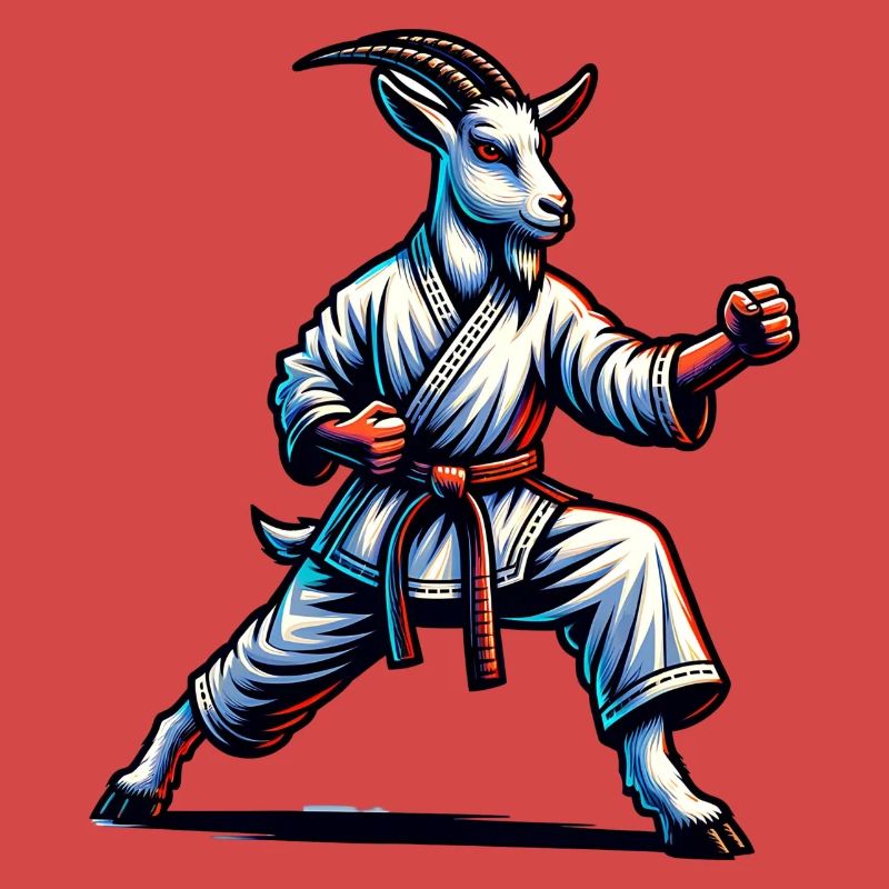Karate-Ziege in Action – Dynamischer Kampfgeist