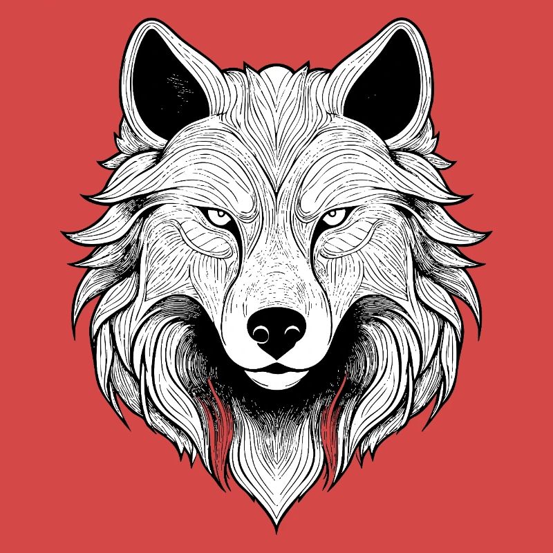 Mystischer Wolfkopf mit detailliertem