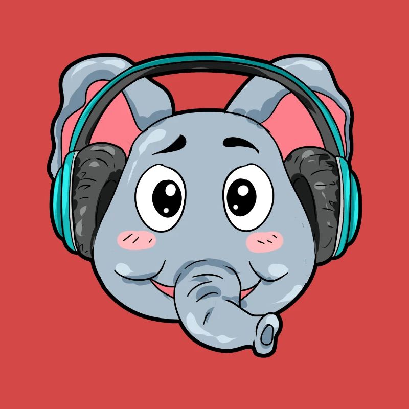 Elefant mit Kopfhörer