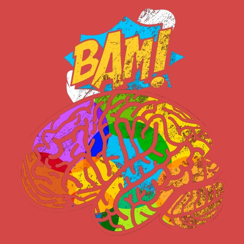Brain Aesthetic Pop Art Comic Retro Brain Map Neur