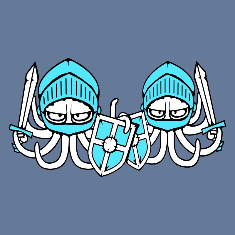 2 Octopus Knight Team Épée bouclier médiéval