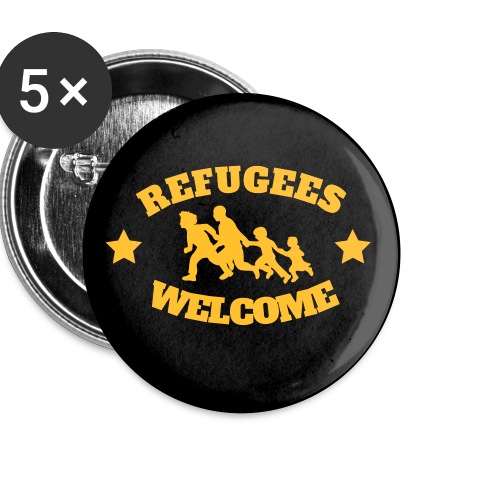 Refugees Welcome Logo - NEU - Redesign Allover - Buttons groß 56 mm (5er Pack)