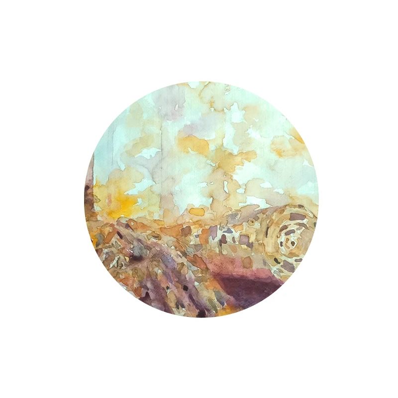 Wald-Aquarelllandschaft im Herbst