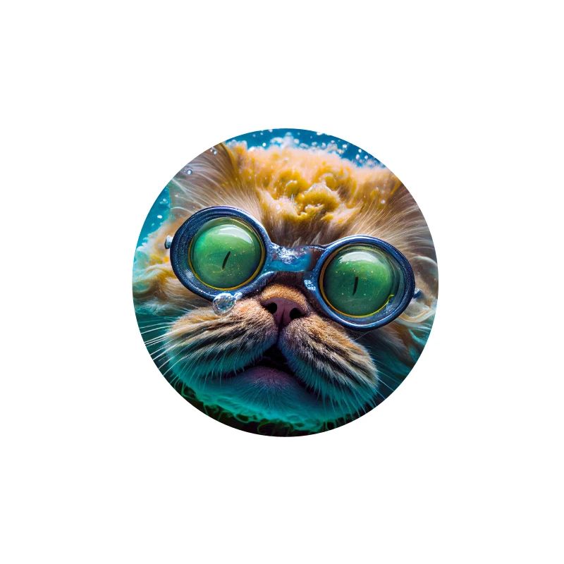 Hector le chat nageur à lunettes de plongée