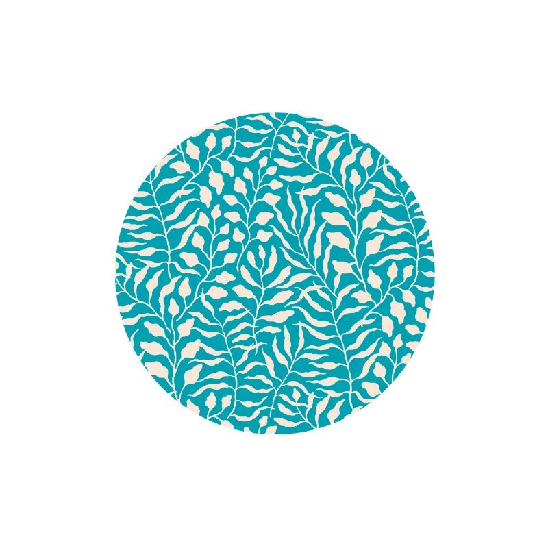 Blue Palm Leaf Design