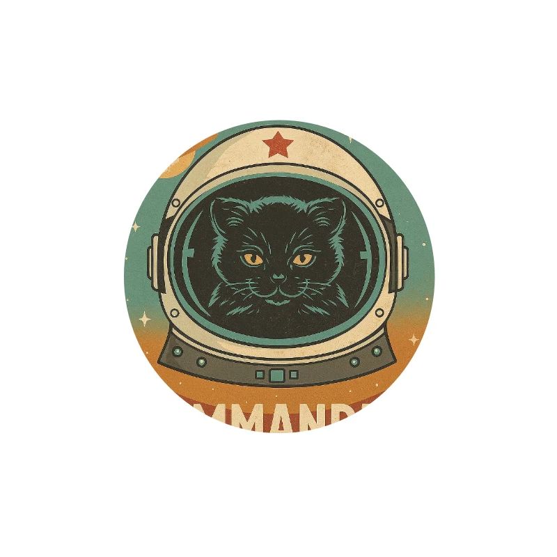 Chat Cosmique – Commandant du Divan | Design rétro