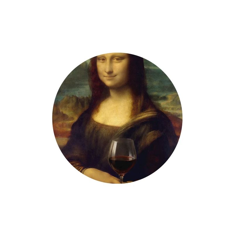 Mona Lisa mit einem Rotweinglas