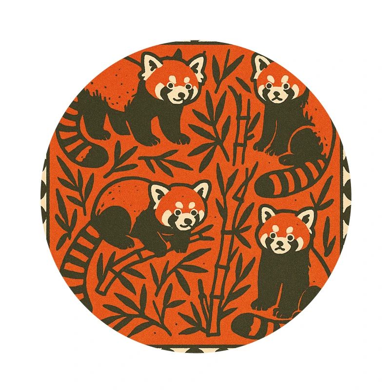 Red Panda Bamboo Forest Vintage Pattern