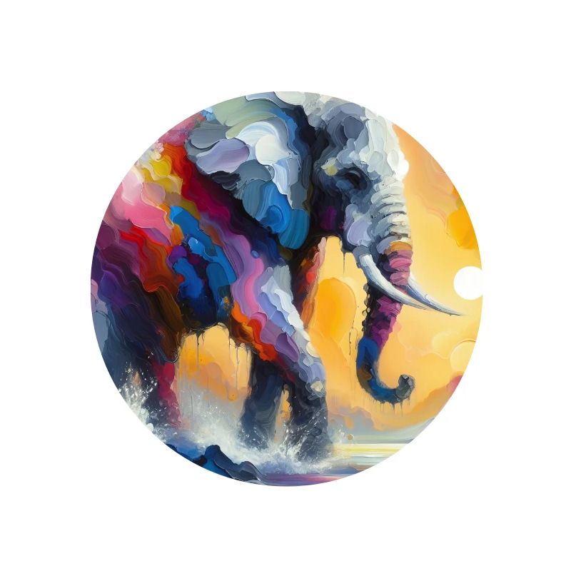 Lebendiger Elefant Splash Bunte Sonnenaufgangsfantasie