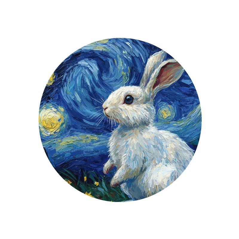 Rabbit Van Gogh Style Starry Night