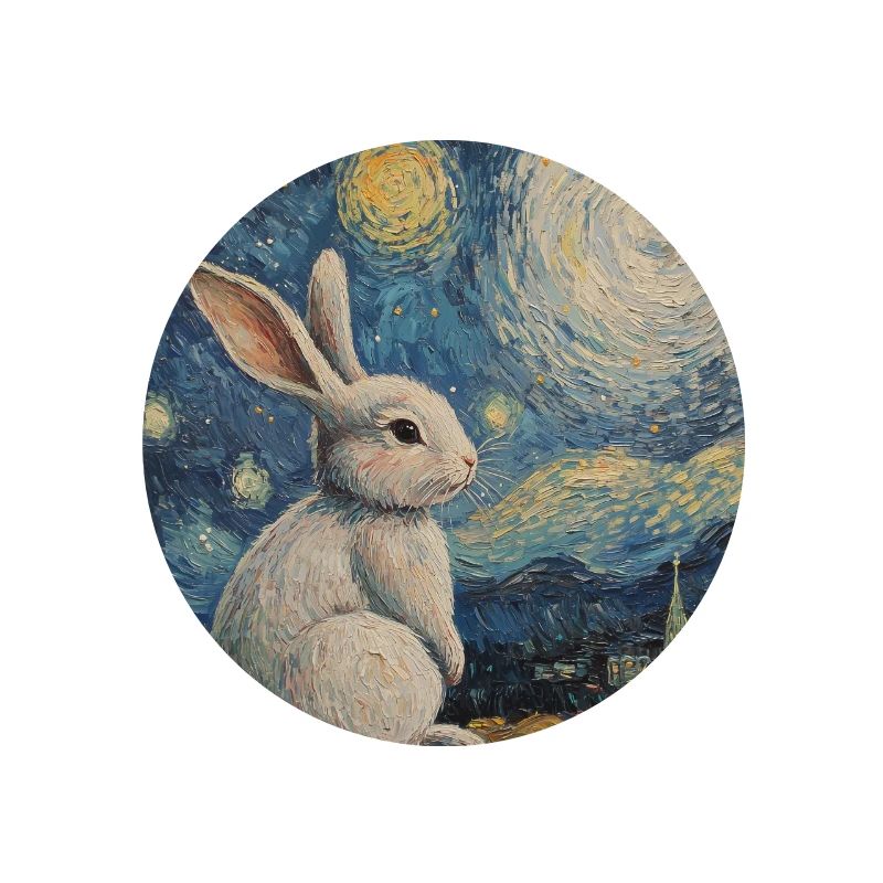 Rabbit Van Gogh Style Starry Night