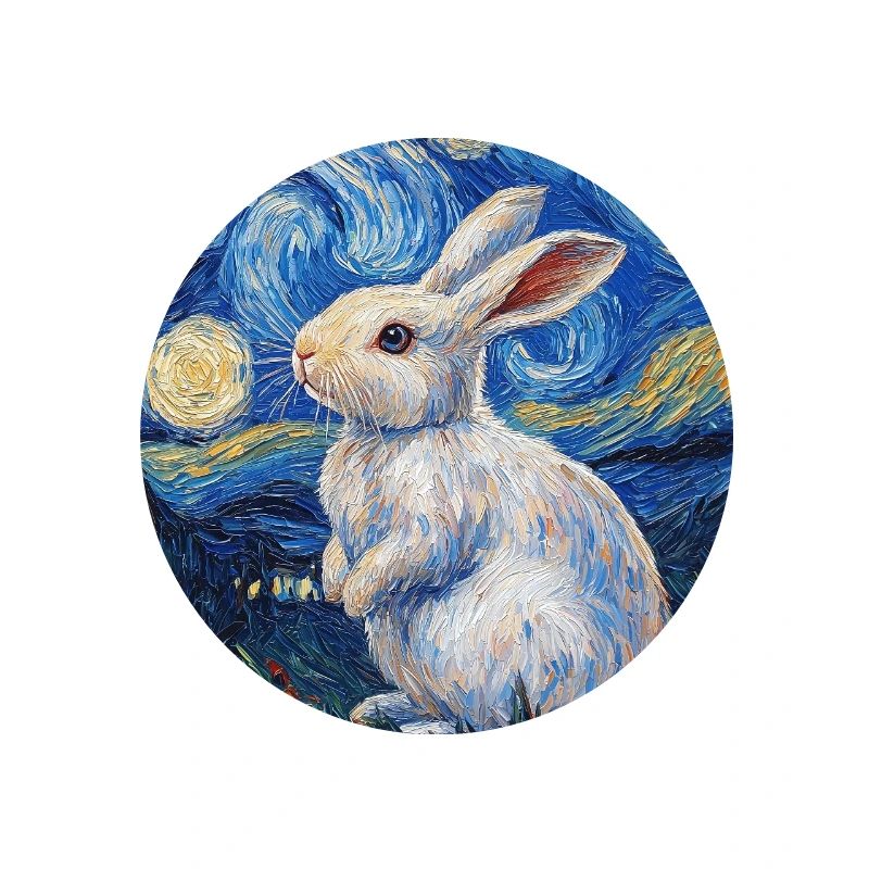 Rabbit Van Gogh Style Starry Night