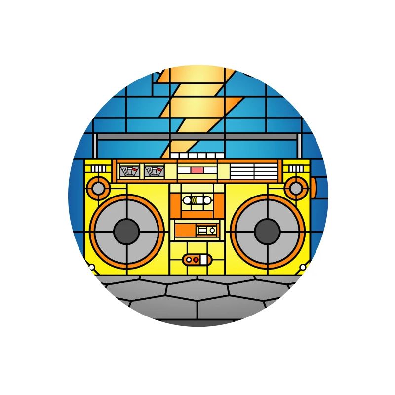Boombox en vitrail avec éclair
