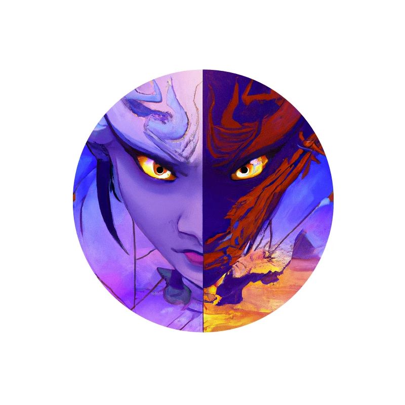 Samurai Dragon Blick in den Spiegel Mirror Image