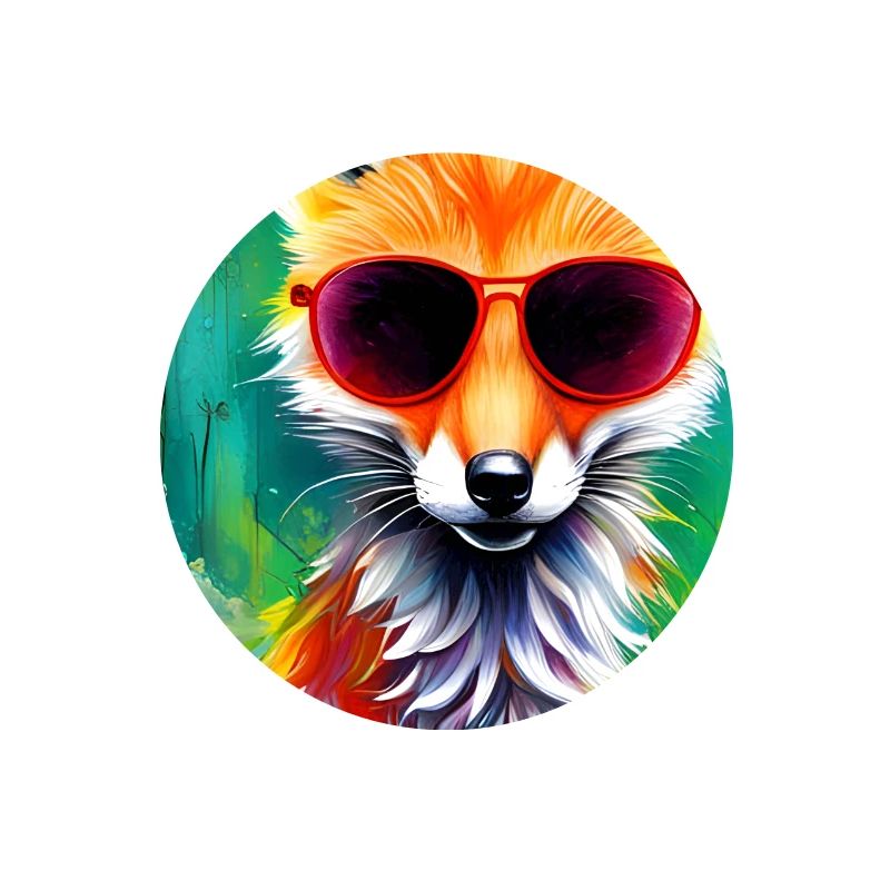 Neon fox with red sunglasses