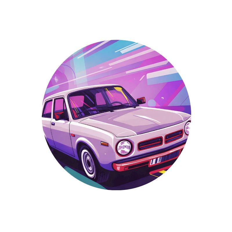 Synthwave Auto im Retro-Stil