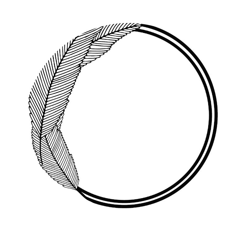 Round frame with large leaves