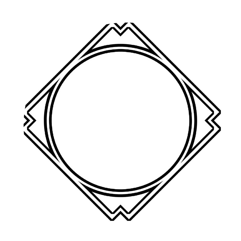 Black circle in the square frame decoration