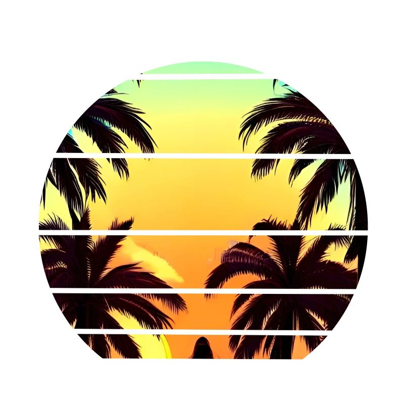 Sunset under palm trees