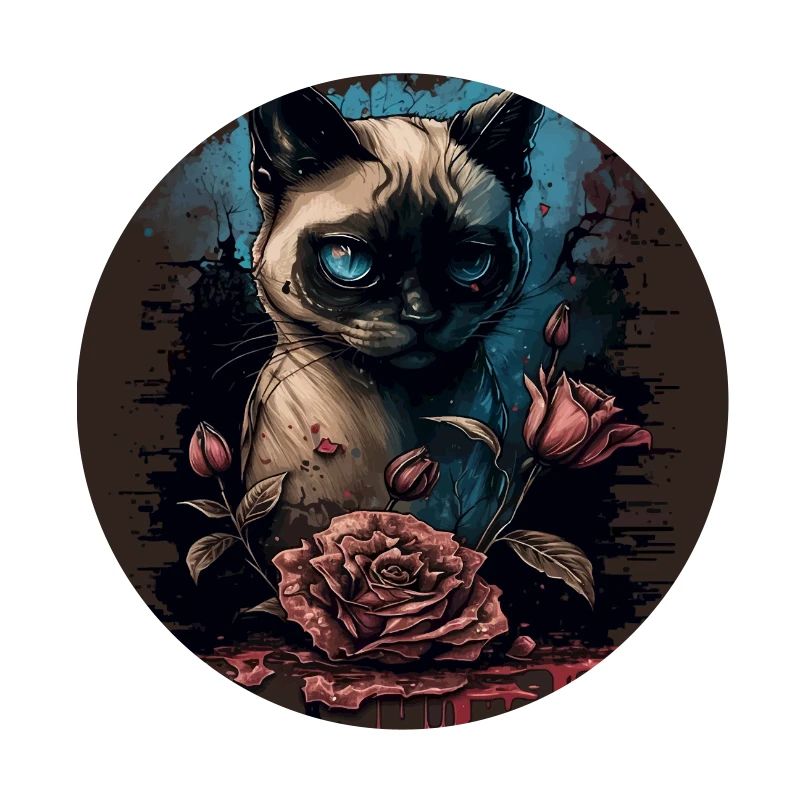 Siamese cat with red rose