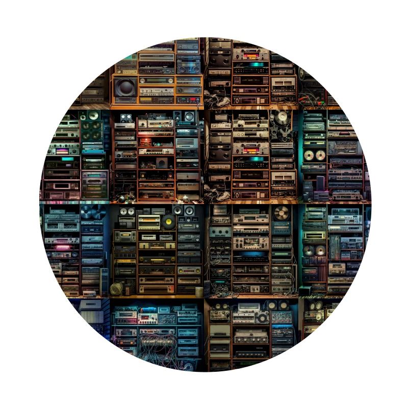 Vintage Audio Stack Collage