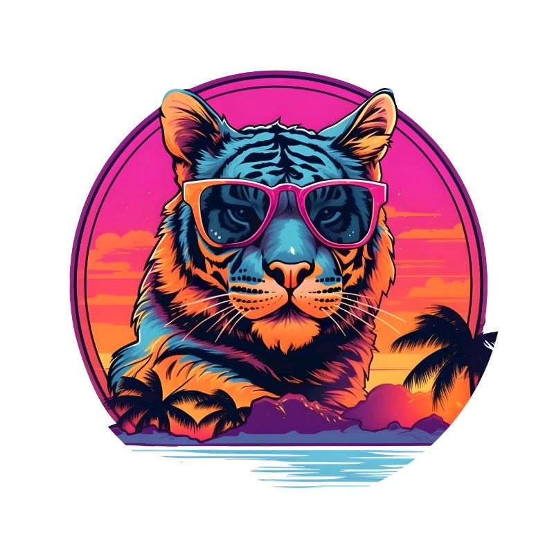 Synthwave Tiger Sunset