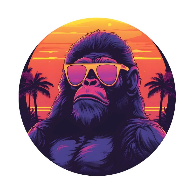 Synthwave gorilla Sunset