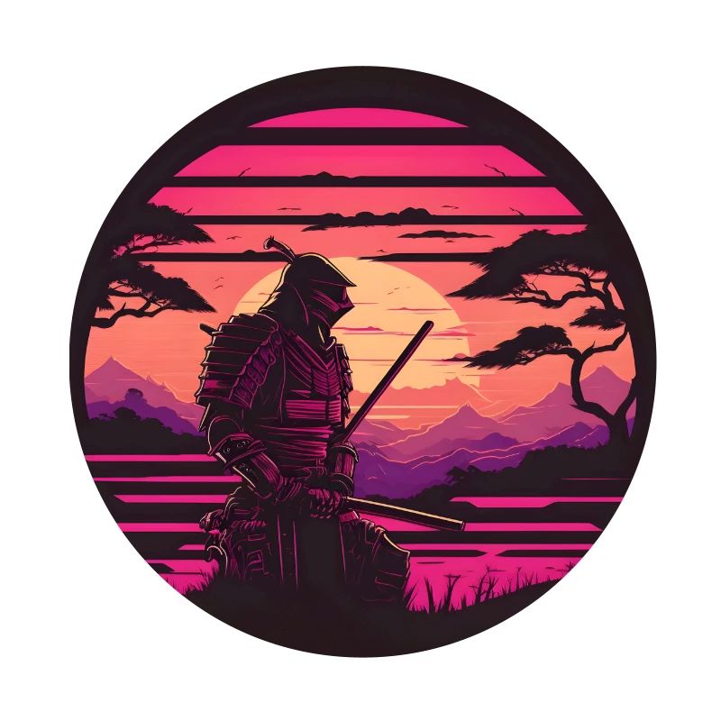 Synthwave Samurai avec katana
