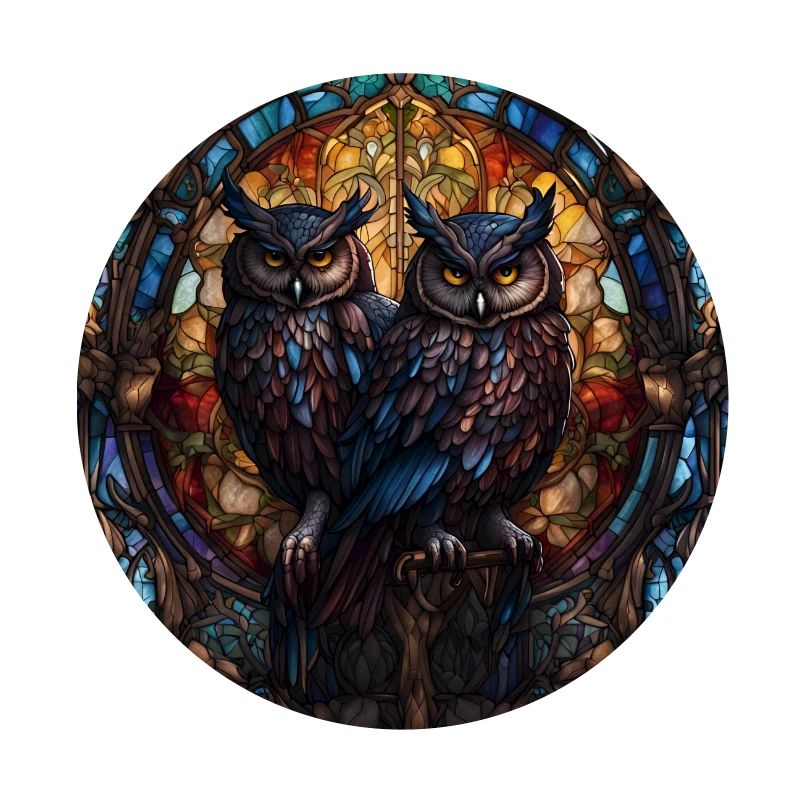 Eulen Kunst Glasbild Kirche