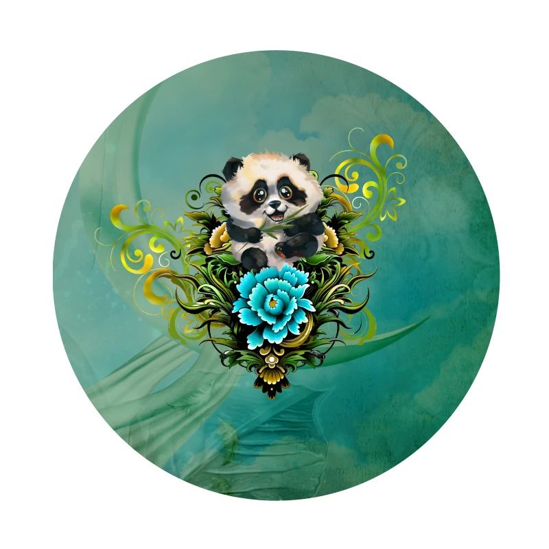 Mignon petit panda avec des fleurs