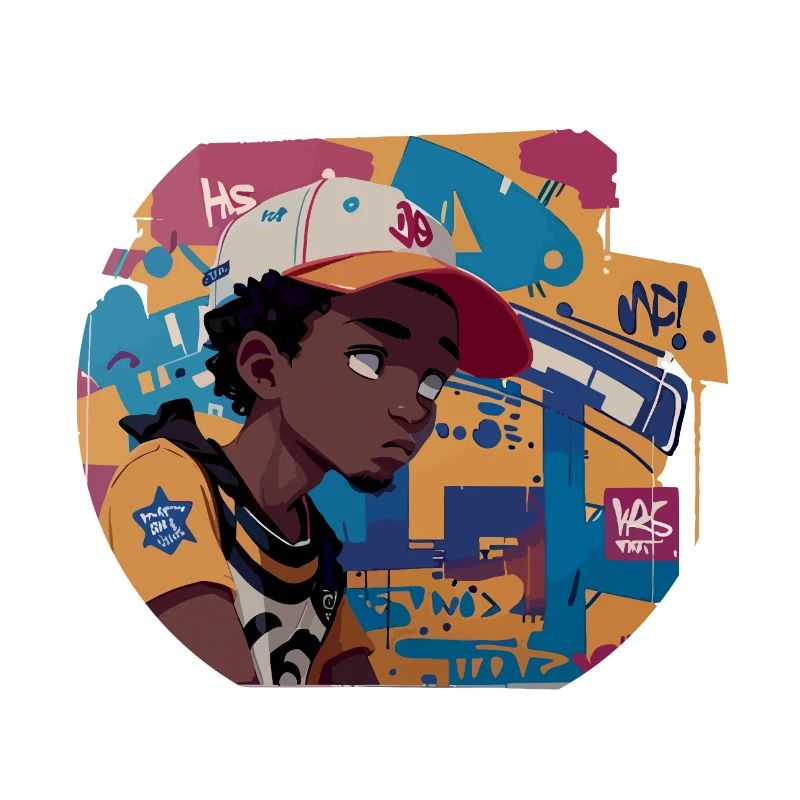 Black Kid devant Graffiti Background