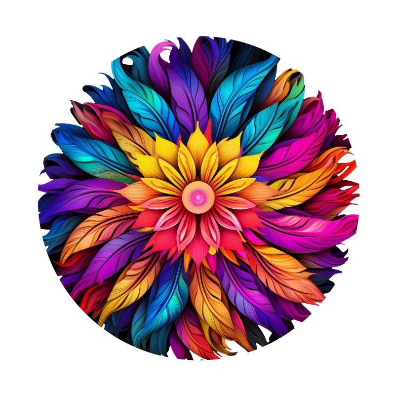 Regenbogenfeder Mandala
