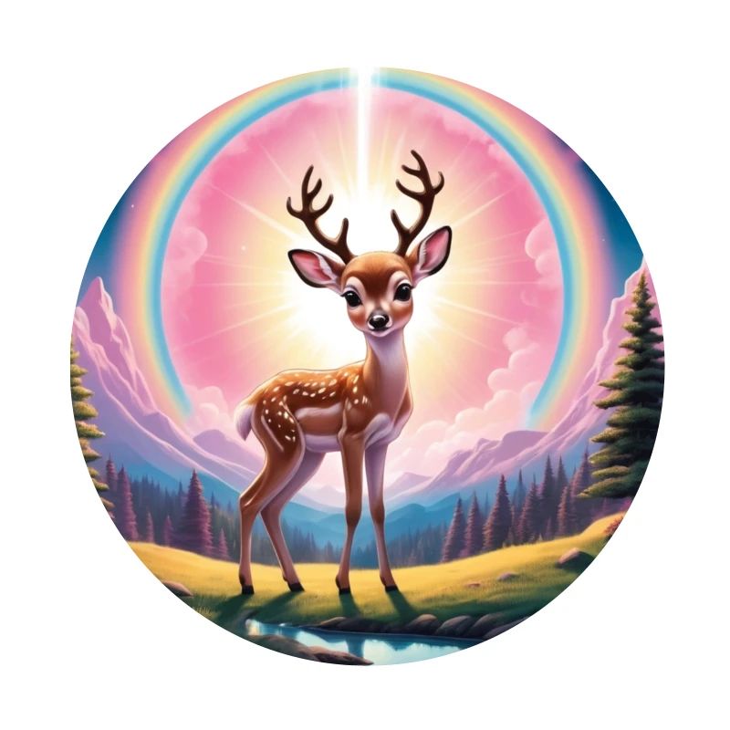 Cerf avec arc-en-ciel