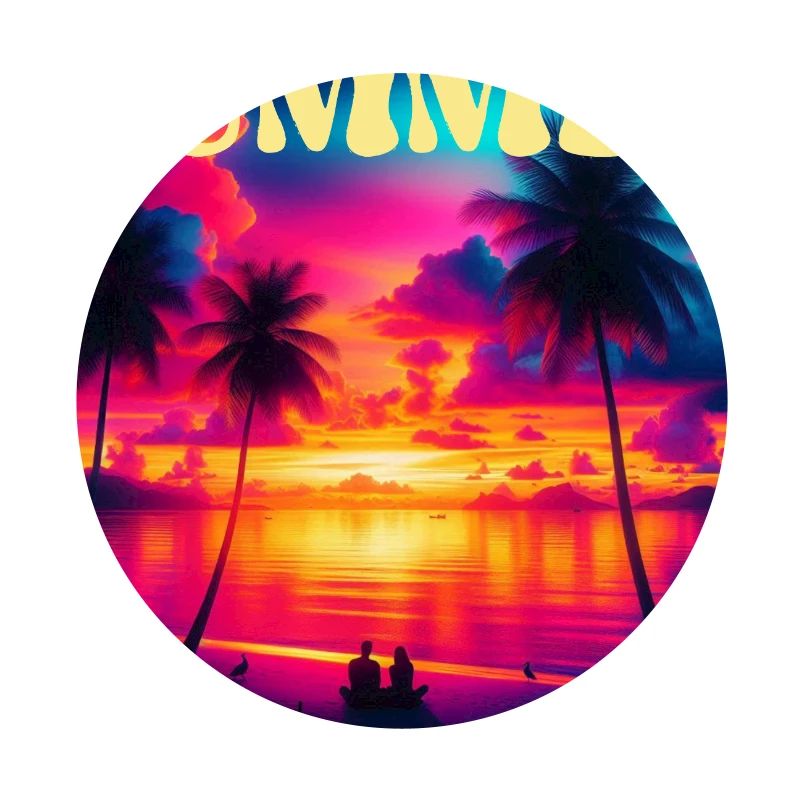 Summer Palm Tree Sunset Retro