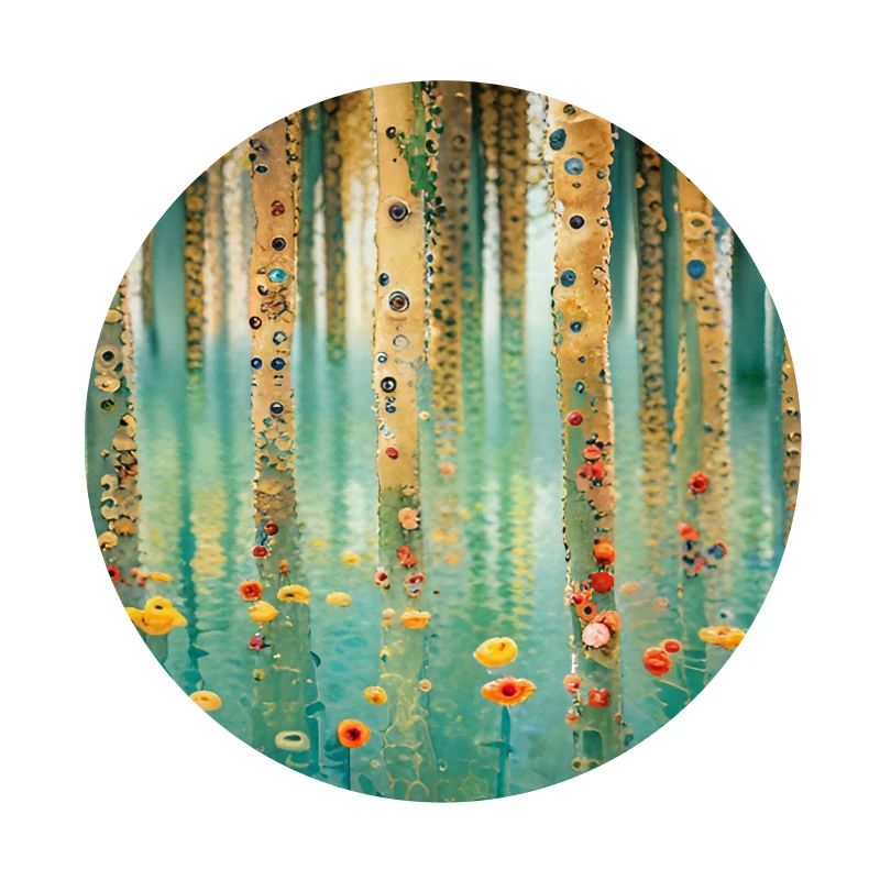 Forêt abstraite de fleurs et reflets