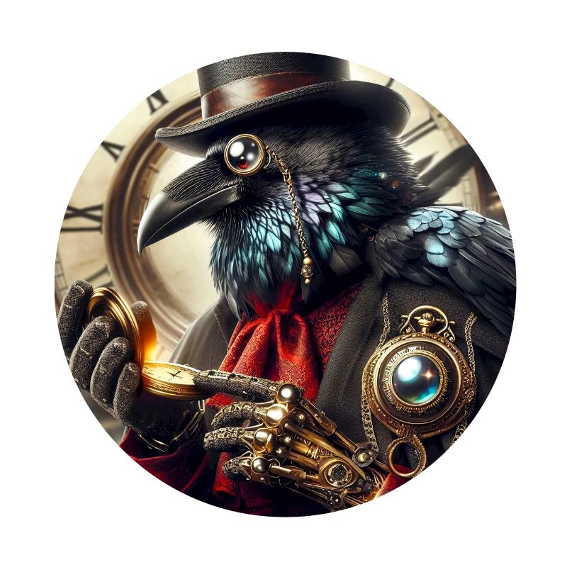 Corbeau Steampunk Élégant à Chapeau Haut de Forme