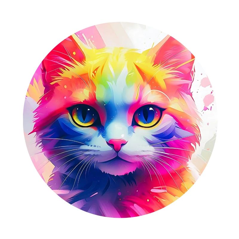 Vibrant Rainbow Cat Artwork