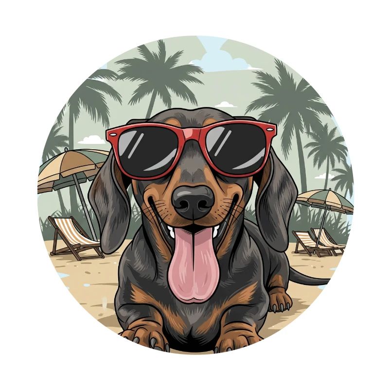 Teckel de plage Teckel Teckel avec lunettes cool